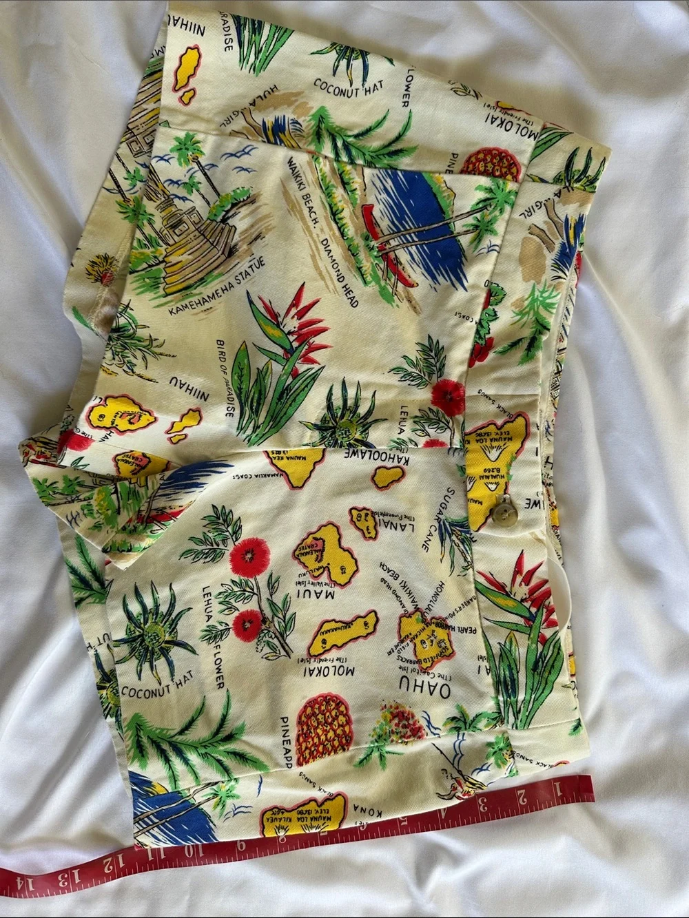 J. Crew Cream Tropical Map Print Button-Front Shorts